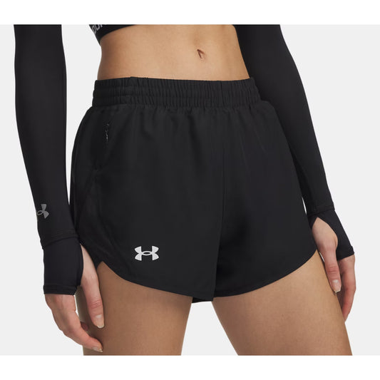 NEW Under Armour UA Fly By 3" Shorts Women's Medium Black / Reflective - 001