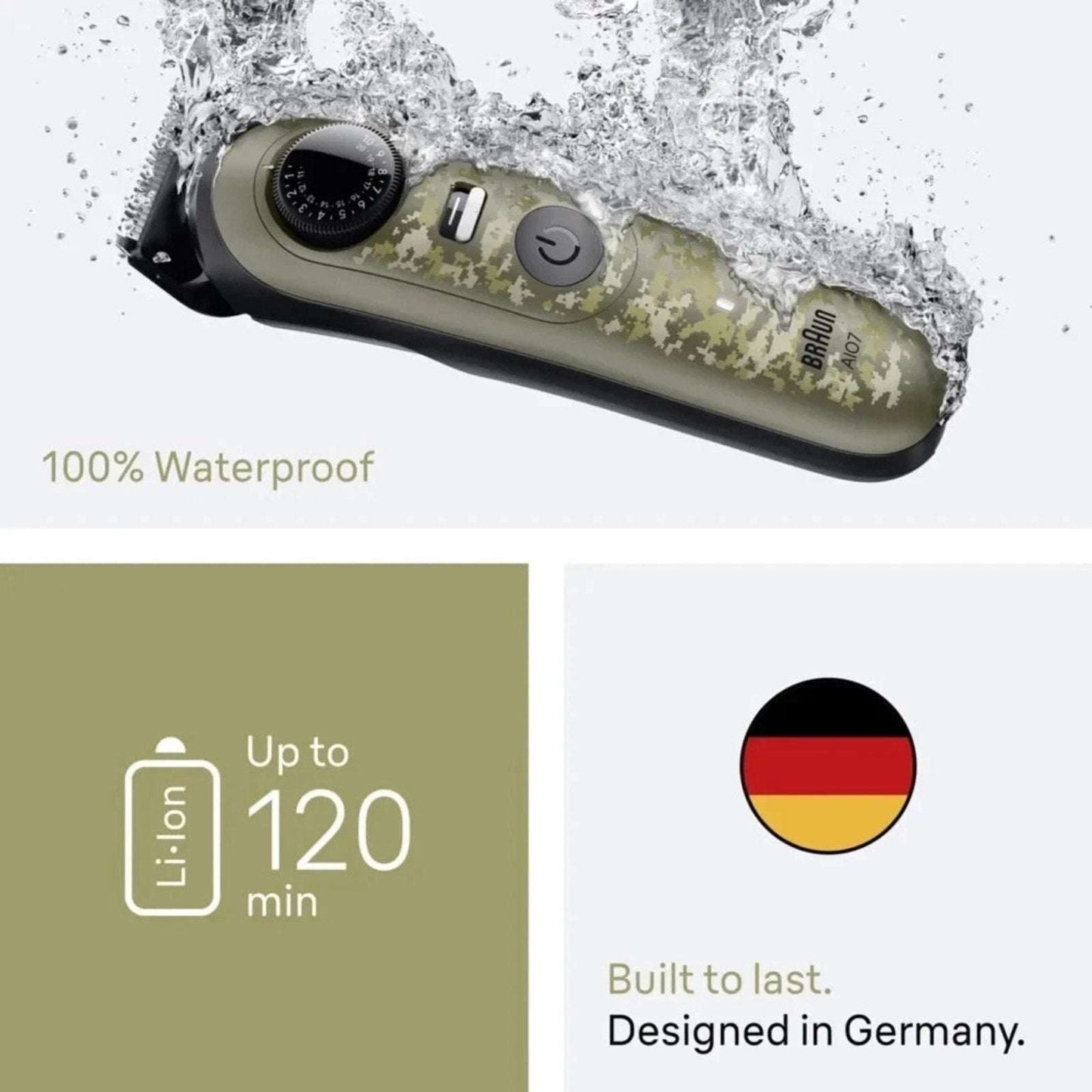 Braun AIO7550 All-in One Series 7 Waterproof Trimmer Kit Camo Edition - NEW OB
