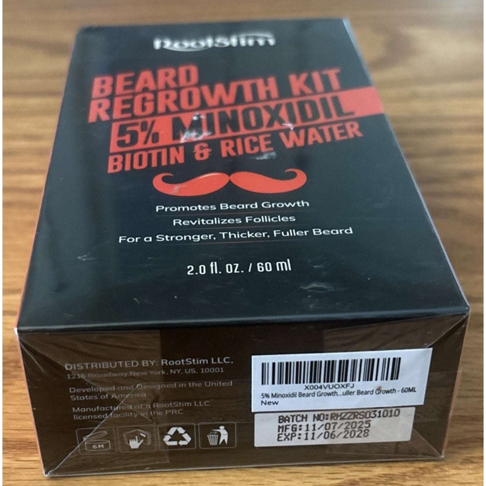 RootStim 5% Minoxidil Beard Regrowth Serum Spray for Men w/ Biotin & Rice Water