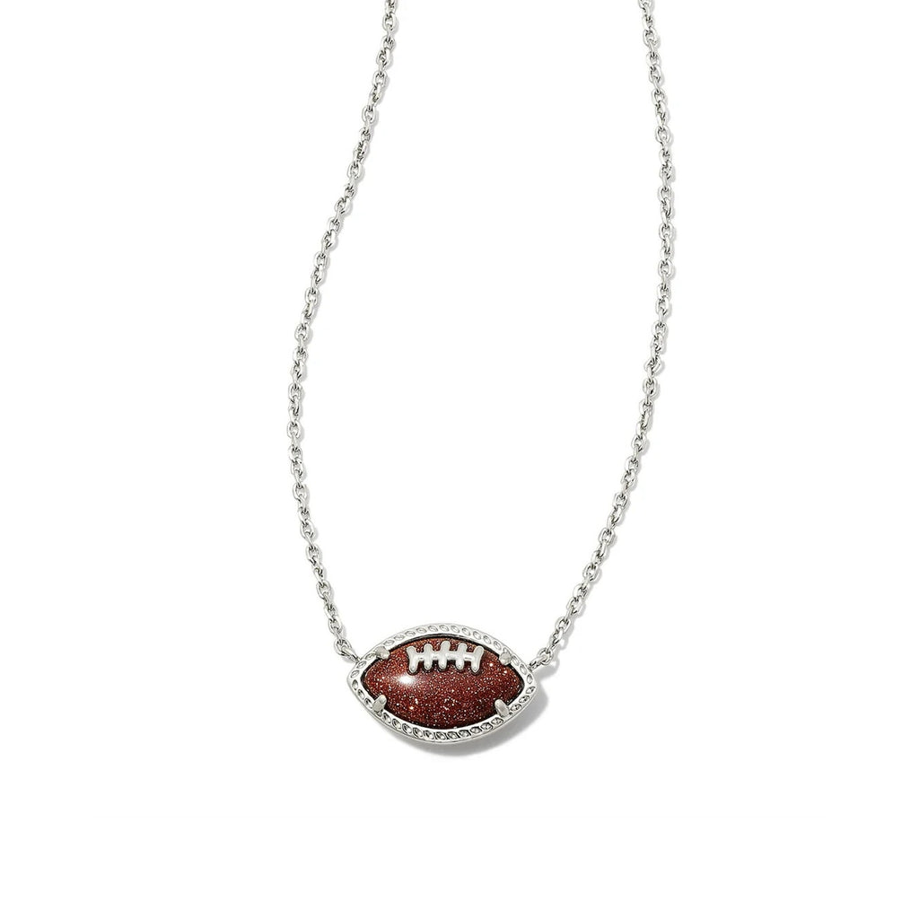 KENDRA SCOTT Elise Football Pendant Short Silver Necklace NEW in Box w/ Dust Bag