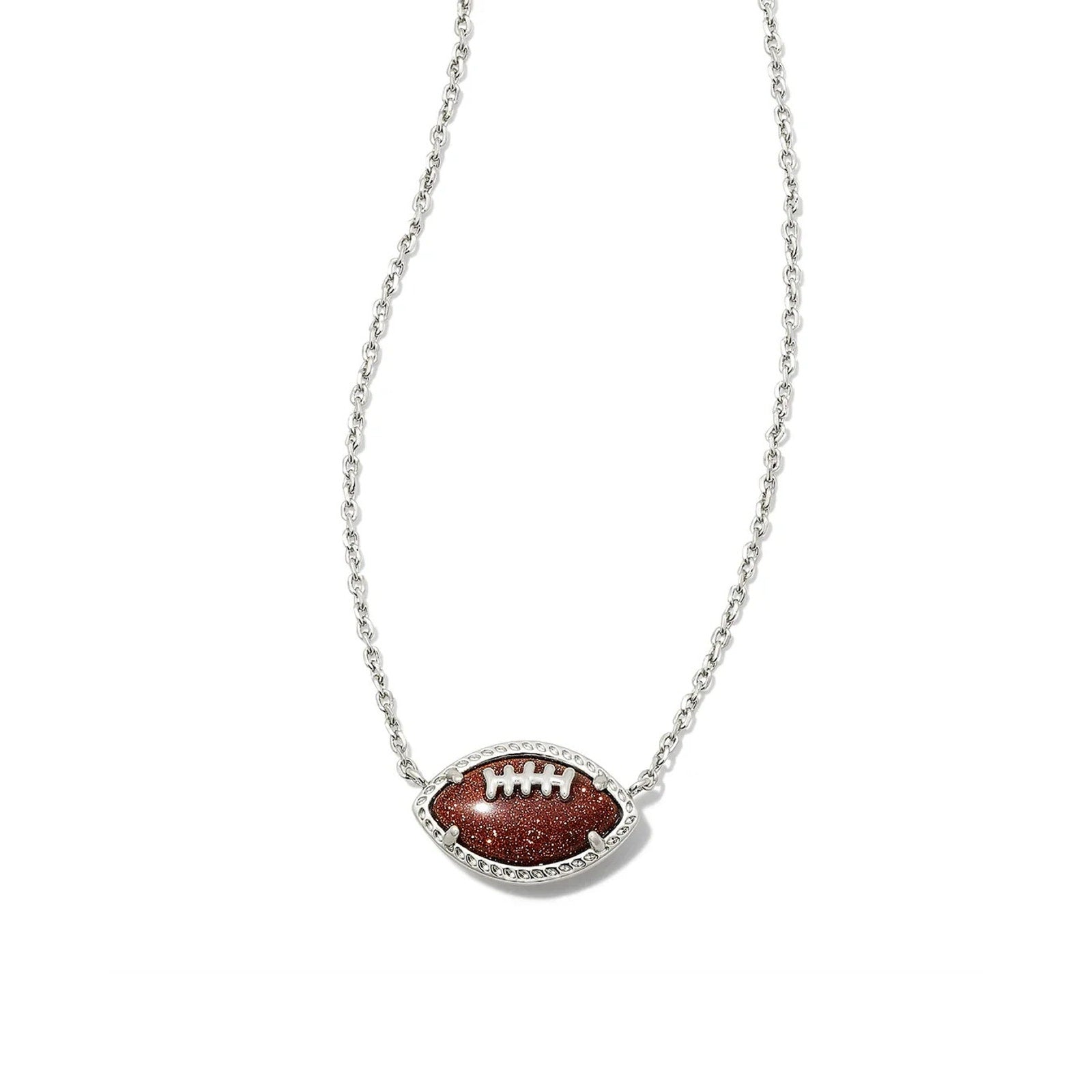 KENDRA SCOTT Elise Football Pendant Short Silver Necklace NEW in Box w/ Dust Bag