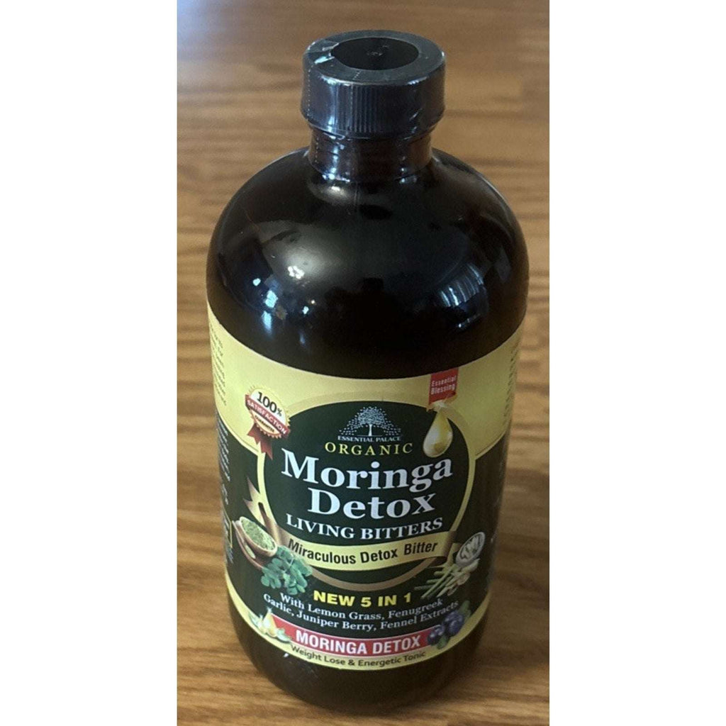 Organic MORINGA DETOX LIVING BITTERS By Essential Palace 5 in 1, Made In USA
