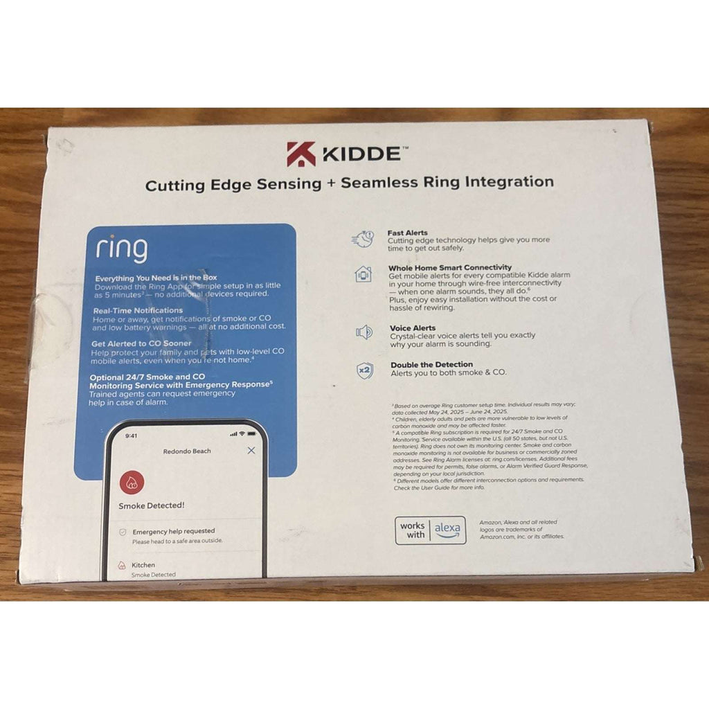 2x Kidde Smart Battery Smoke +Carbon Monoxide Detector RGCUDR-RW Voice, Ring APP