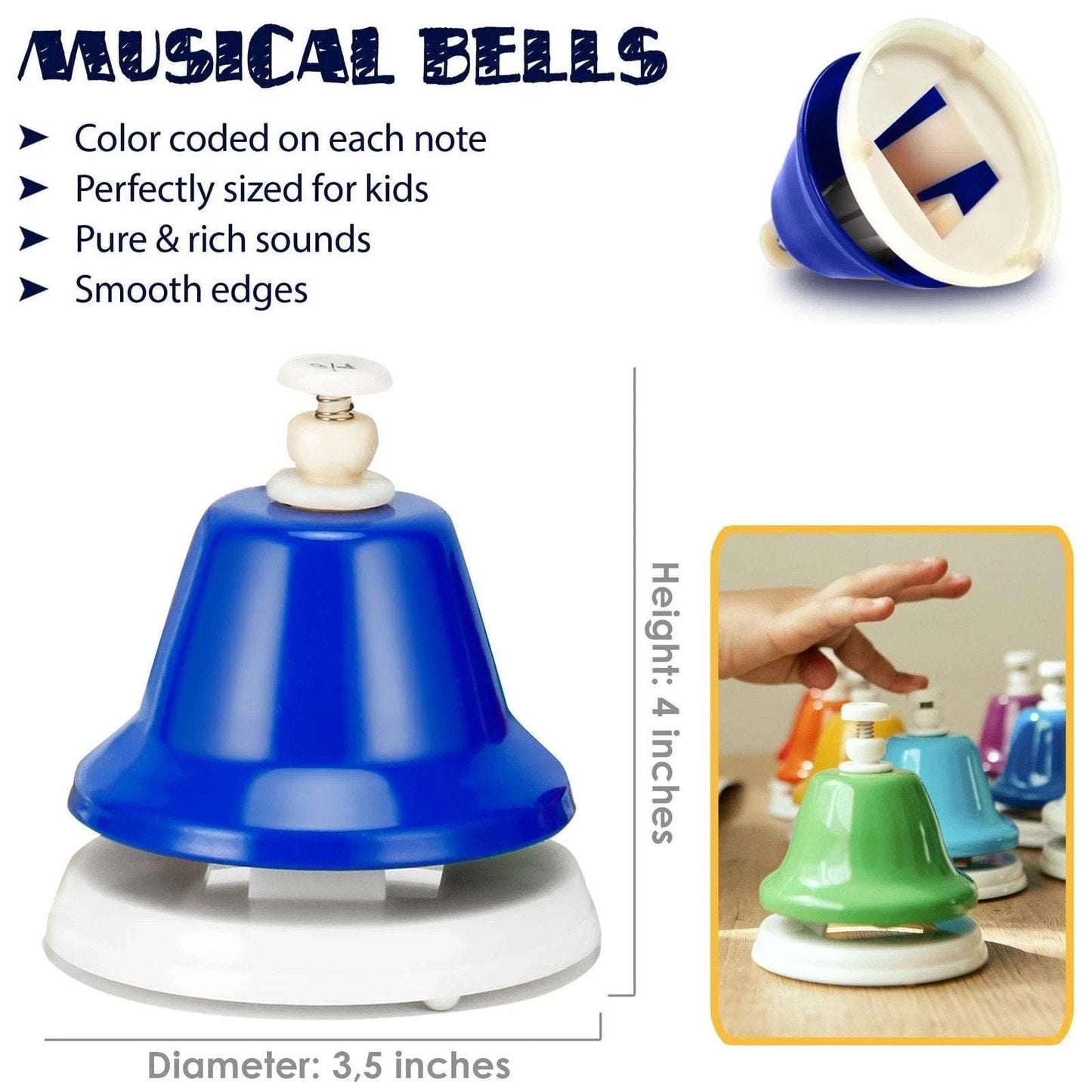 MINIARTIS Desk Bells for Kids Educational Music Learning Toys + Song Book & Bag