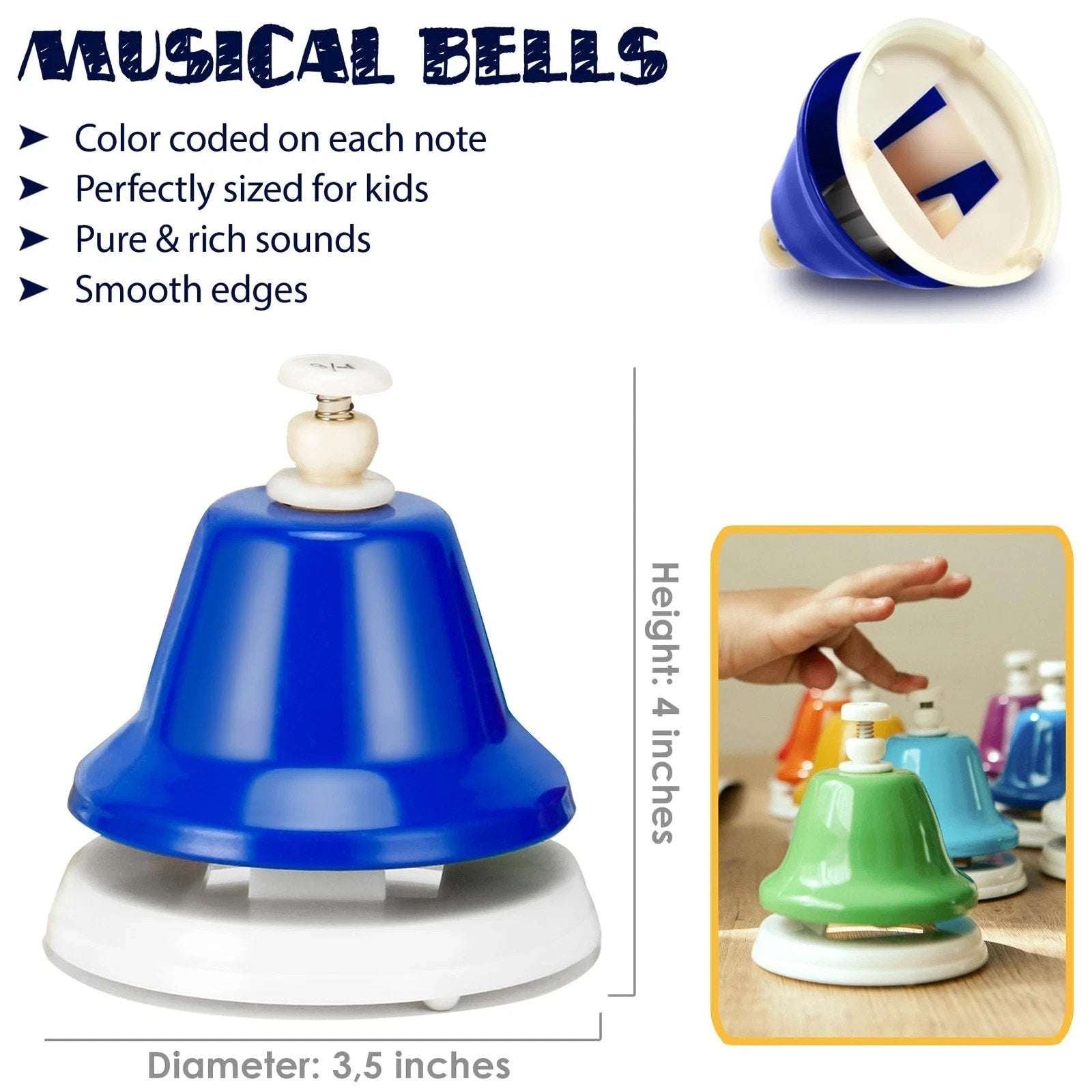MINIARTIS Desk Bells for Kids Educational Music Learning Toys + Song Book & Bag