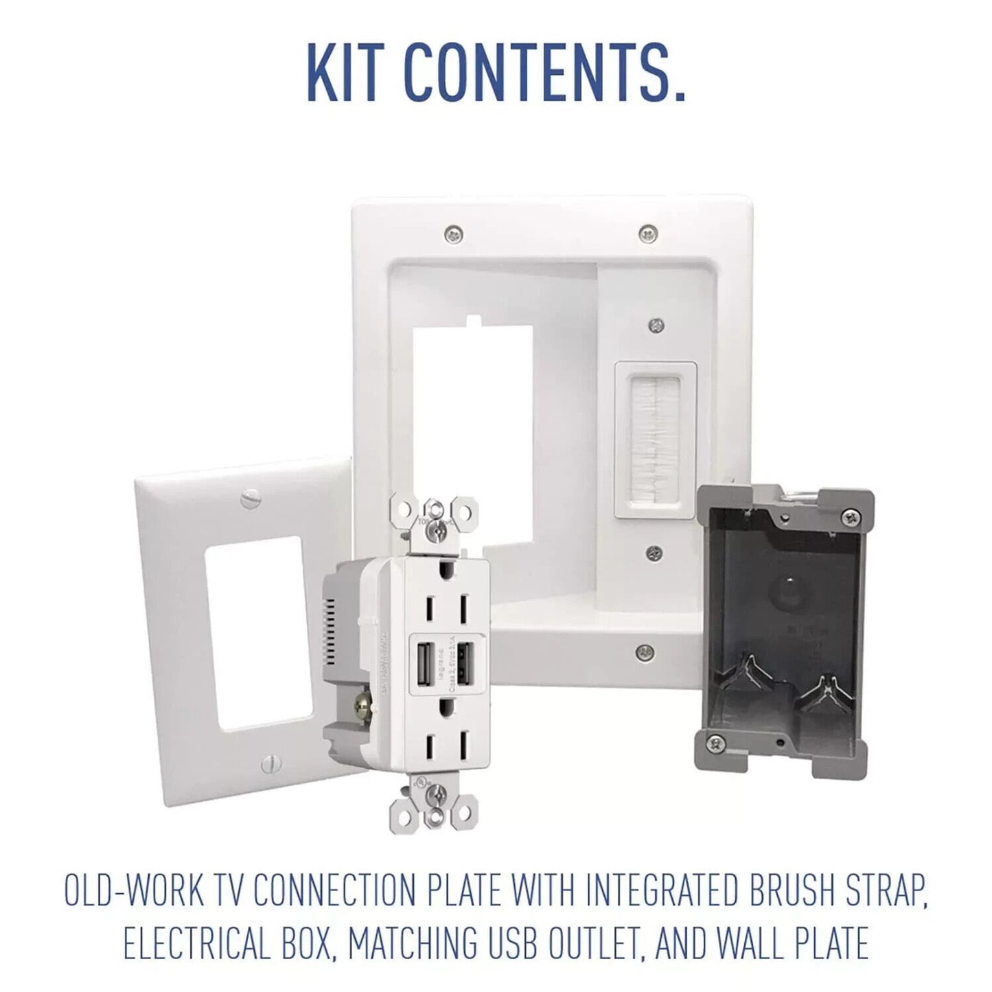 Legrand - OnQ in Wall Cable Management Kit w USB, TV Outlet Wall Kit Hides Cords