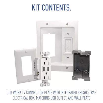 Legrand - OnQ in Wall Cable Management Kit w USB, TV Outlet Wall Kit Hides Cords