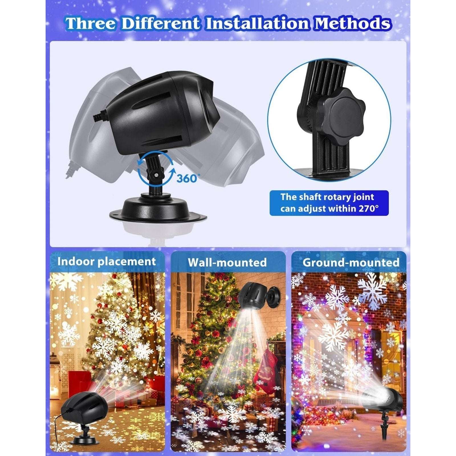 Christmas Snowflake Projector Outdoor Snowfall Landscape Spotlight with Remote