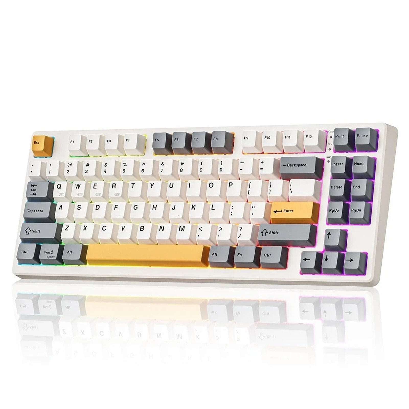 Kisnt Wireless Mechanical Keyboard, Gasket Mounted, Creamy Sound, RGB, Retro Bei