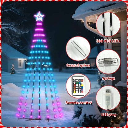 8' Smart 340 LED Christmas Tree App Control RGB Lighted Cone Music Sync DIY IP65