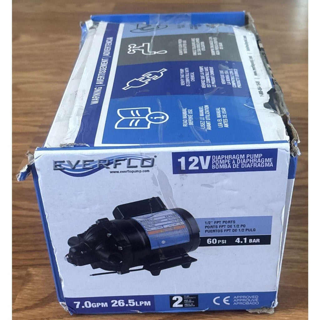 Everflo EF7000 12V Diaphragm Sprayer Pump - 7.0GPM, 60 PSI Max, 1/2" FNPT Ports