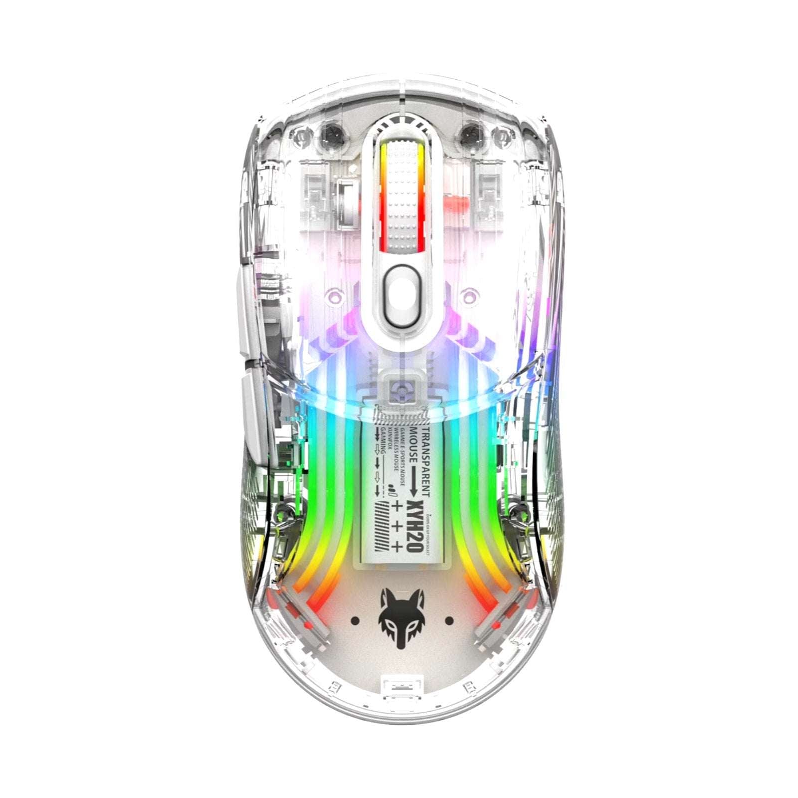 Transparent RGB Bluetooth Wireless Gaming Mouse, Dual Mode USB Computer Mouse