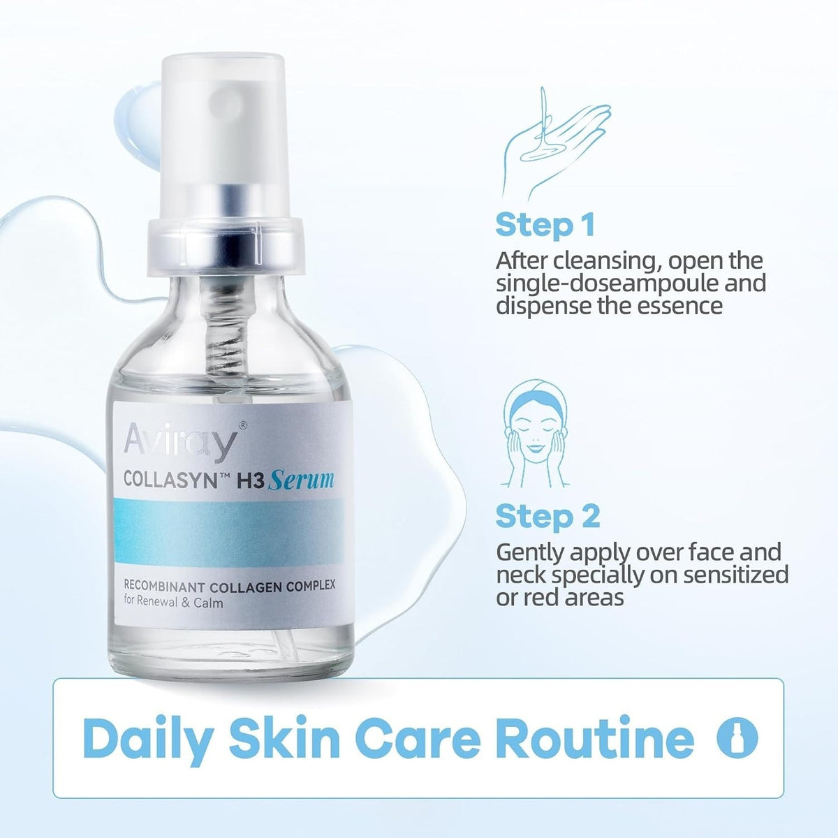 Aviray H3 Recombinant Collagen Boost Barrier Face Repair Serum 1.1oz Anti Aging