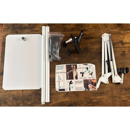 Embroidery Hoops Floor Stand Holder, 360° Rotate Hands Free + Phone Holder White