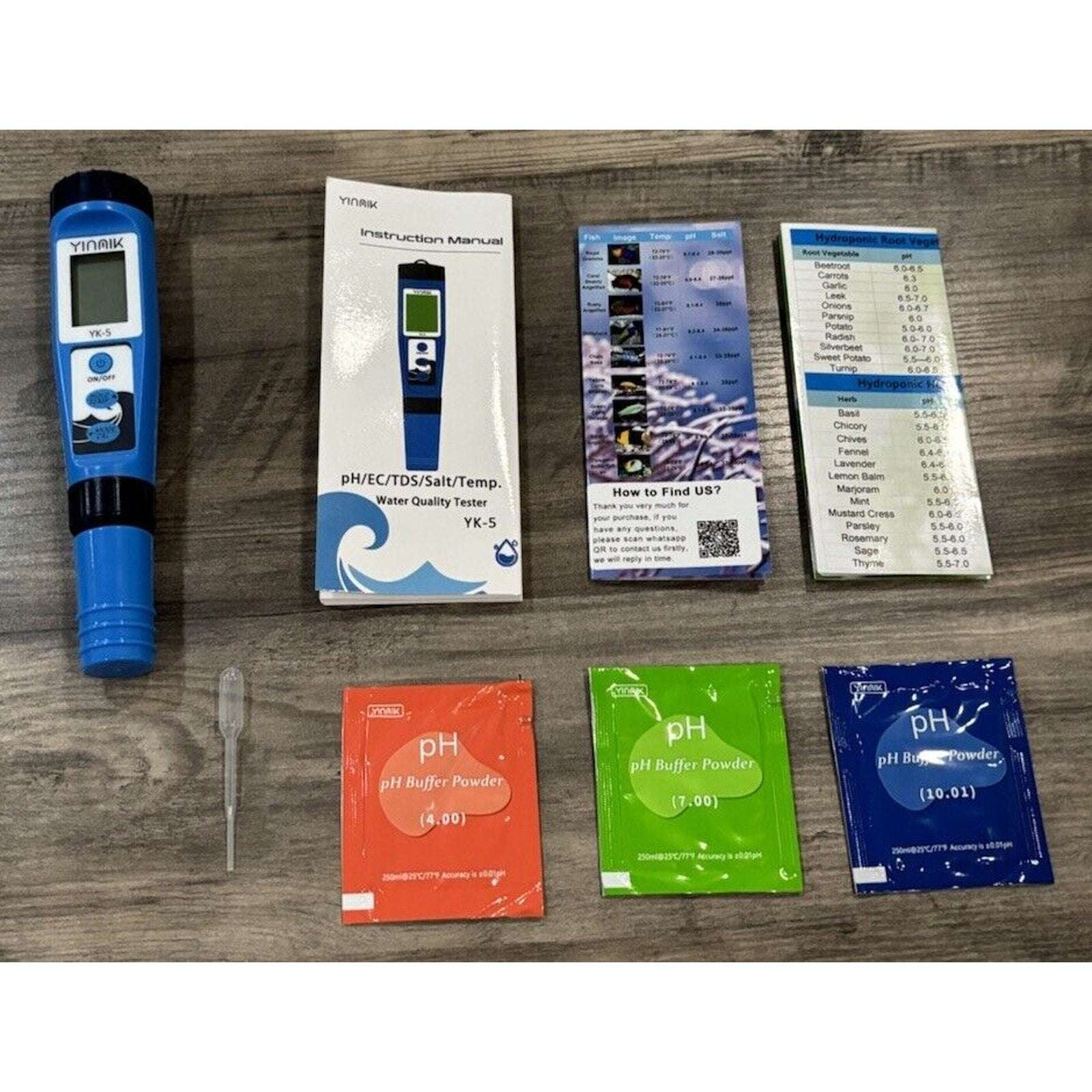 pH Salt Meter 5 in 1 Digital pH Salinity TDS EC Tester Pool Spa Aquarium Hydropo