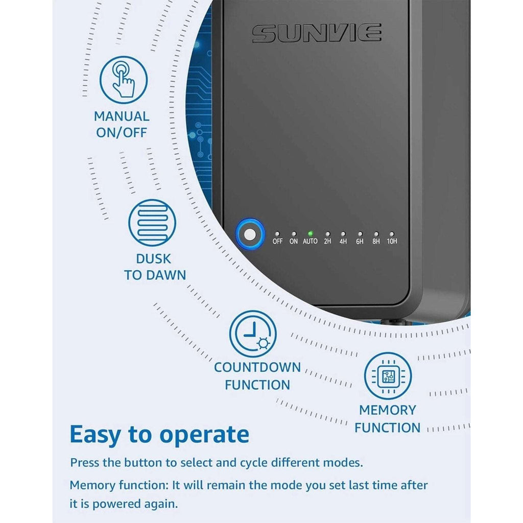 SUNVIE 100W Low Voltage Landscape Transformer Outdoor Lights Timer Photocell