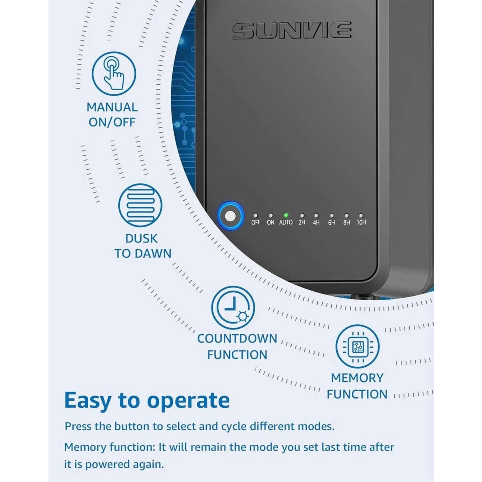 SUNVIE 100W Low Voltage Landscape Transformer Outdoor Lights Timer Photocell