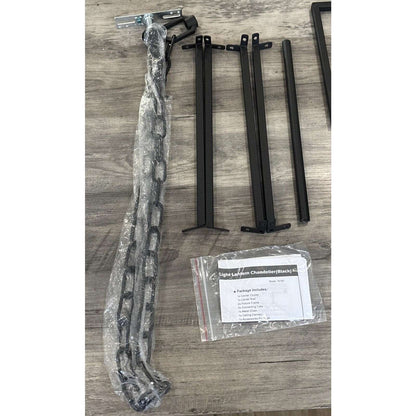 Seaside Village 4 Light Black Farmhouse Lantern Chandelier Ceiling Light Fixture