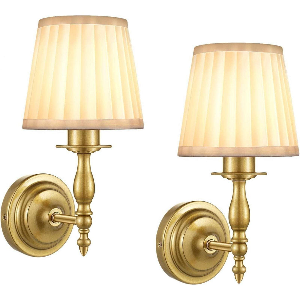 Battery Operated Wall Sconce Set of 2, Vintage Gold Wireless Rechargeable Lights