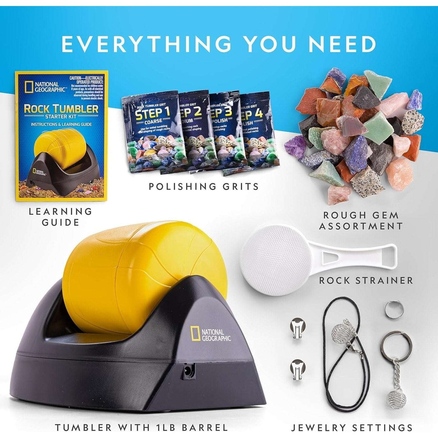 National Geographic Rock Tumbler Starter Kit Turn Rough Rocks into Polished Gems