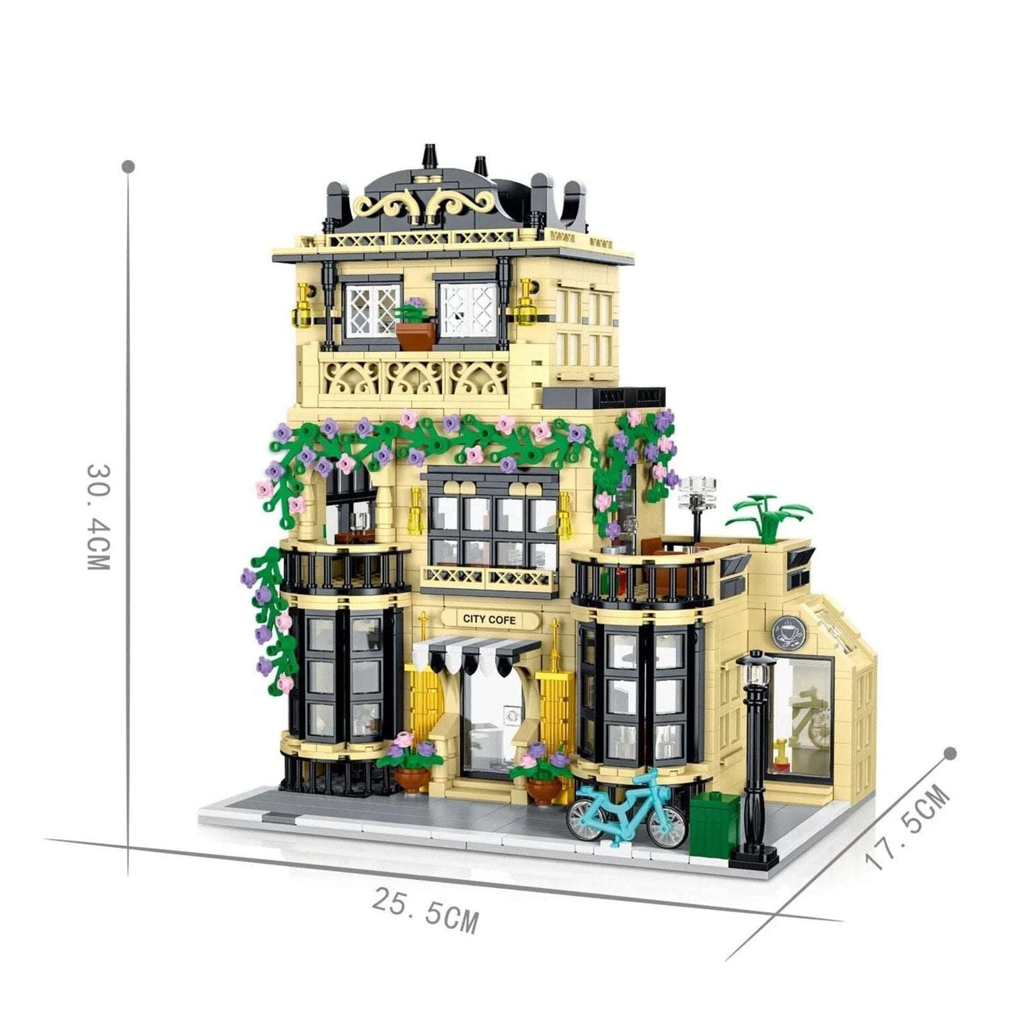 20113 City Café Building Blocks Set with Lights, 3 Levels XMORK 1443PC City Cafe