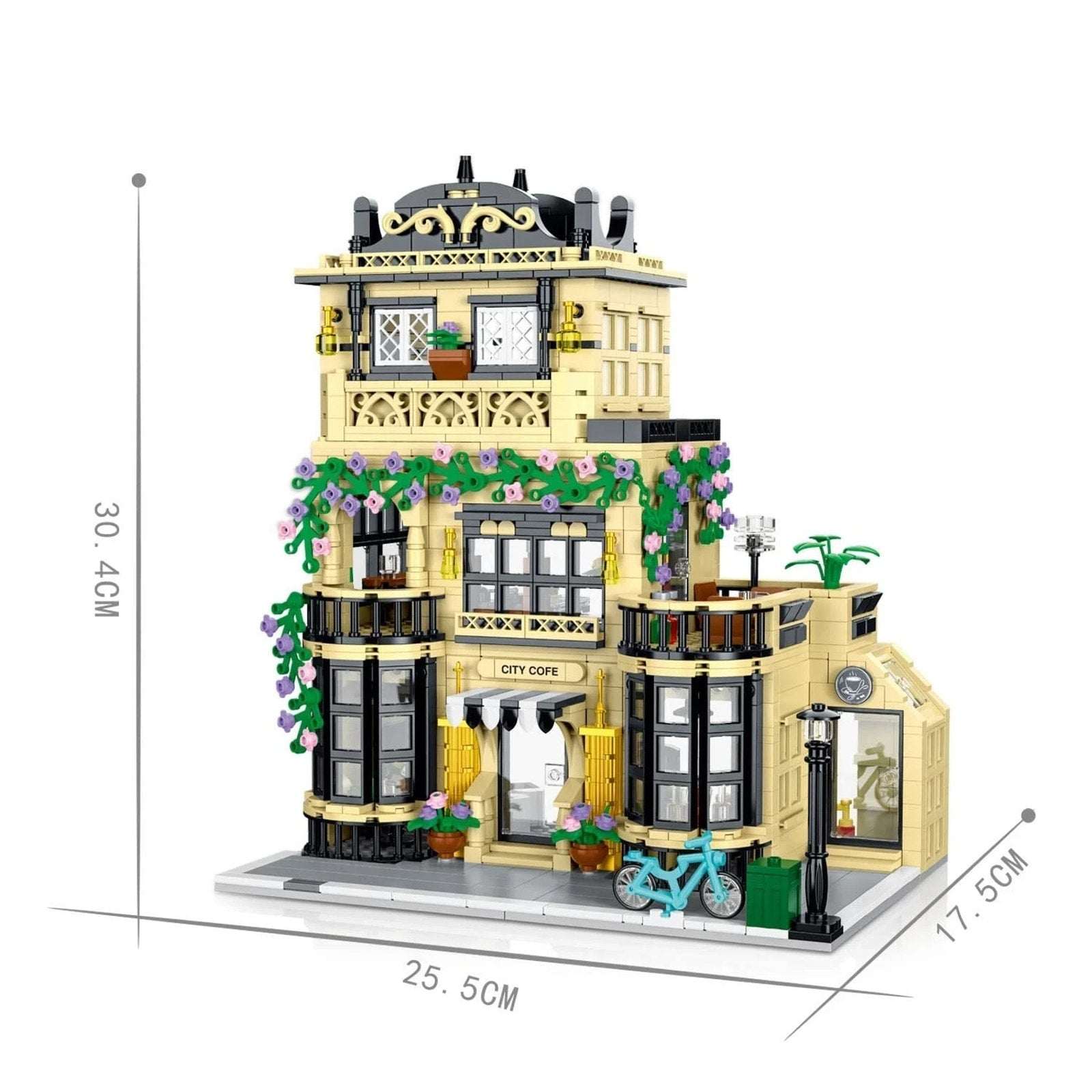 20113 City Café Building Blocks Set with Lights, 3 Levels XMORK 1443PC City Cafe
