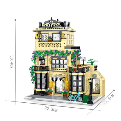 20113 City Café Building Blocks Set with Lights, 3 Levels XMORK 1443PC City Cafe