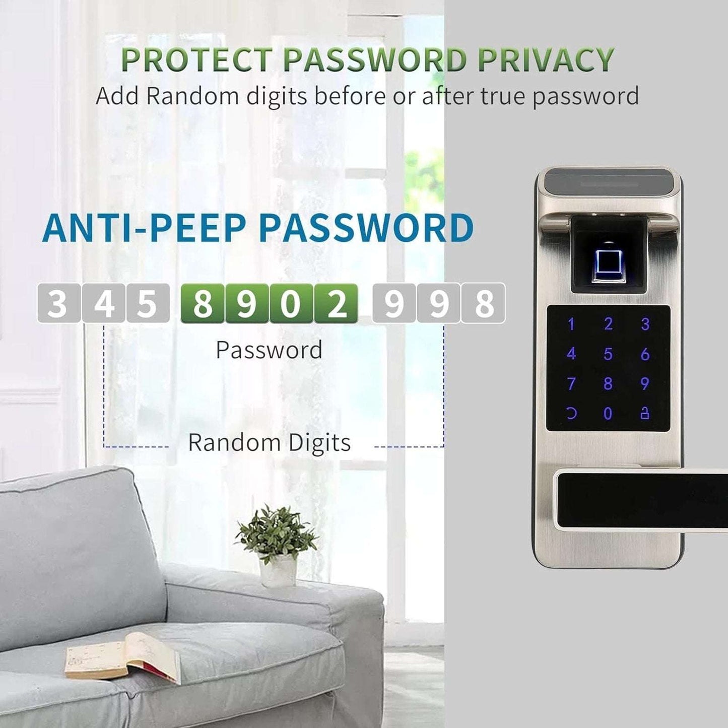 HARFO A01 Fingerprint Touchscreen Keyless Smart Lever Door Lock Satin Nicke App