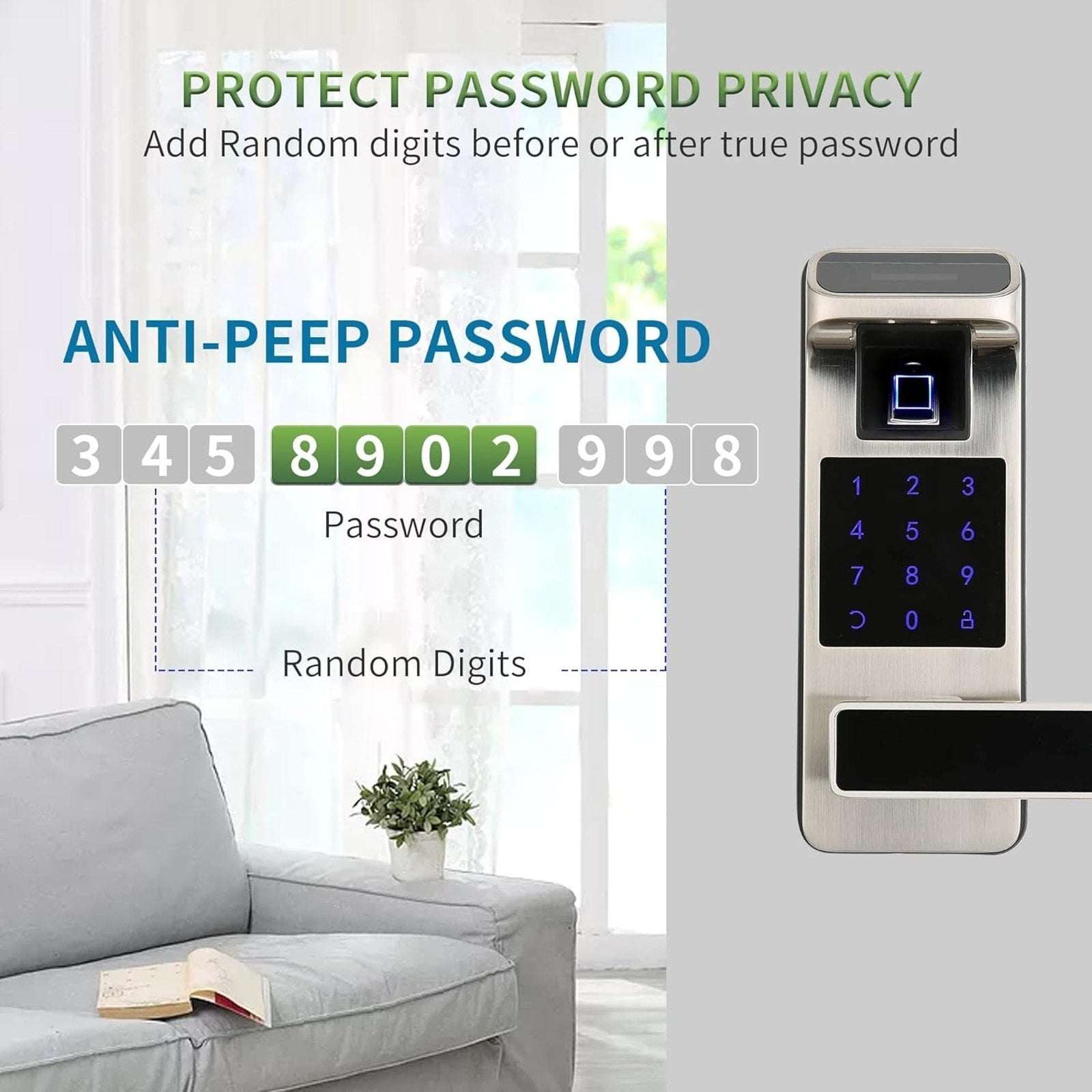 HARFO A01 Fingerprint Touchscreen Keyless Smart Lever Door Lock Satin Nicke App