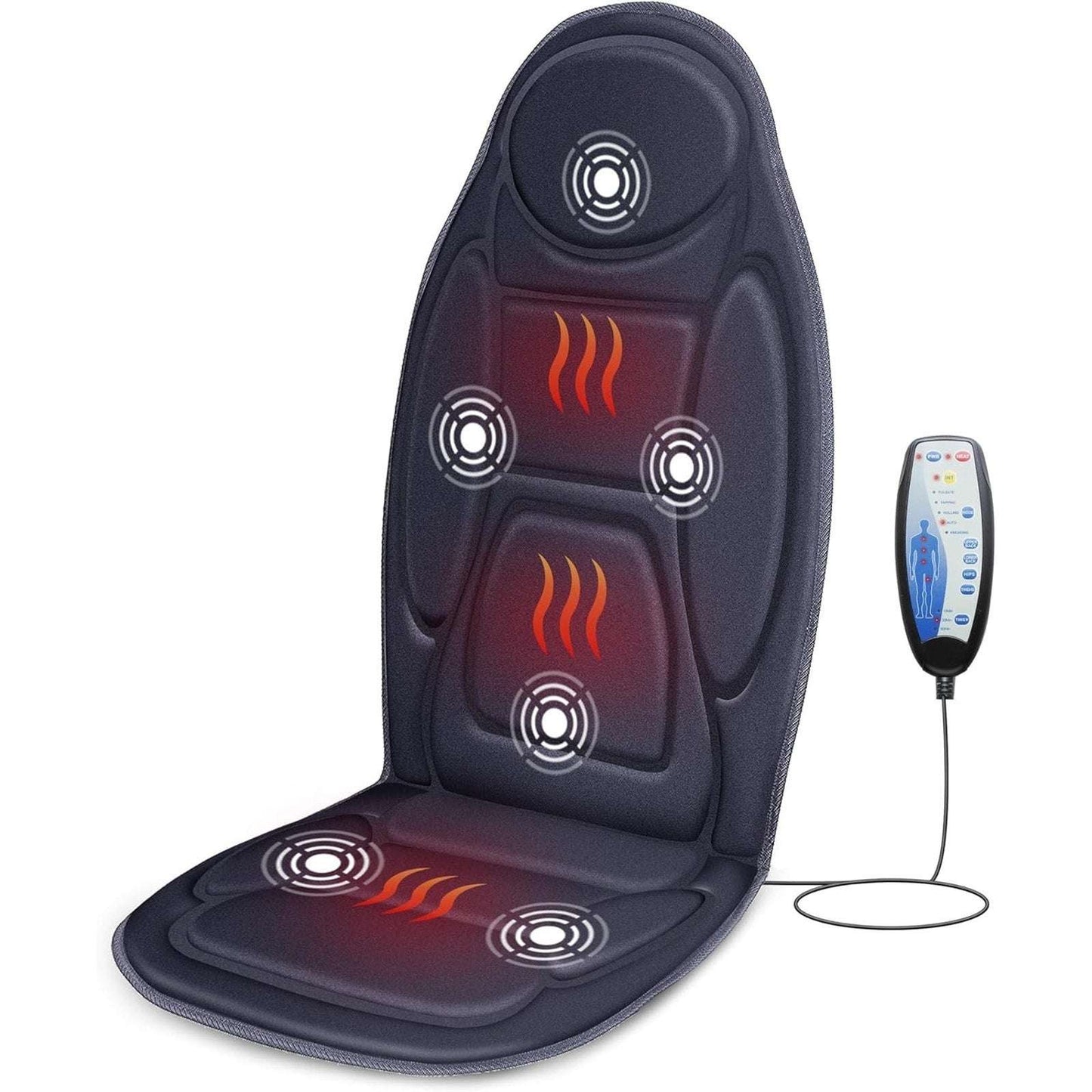 Snailax Massage Seat Cushion Back Massager w/ Heat, 6 Vibration Massage , Timer,