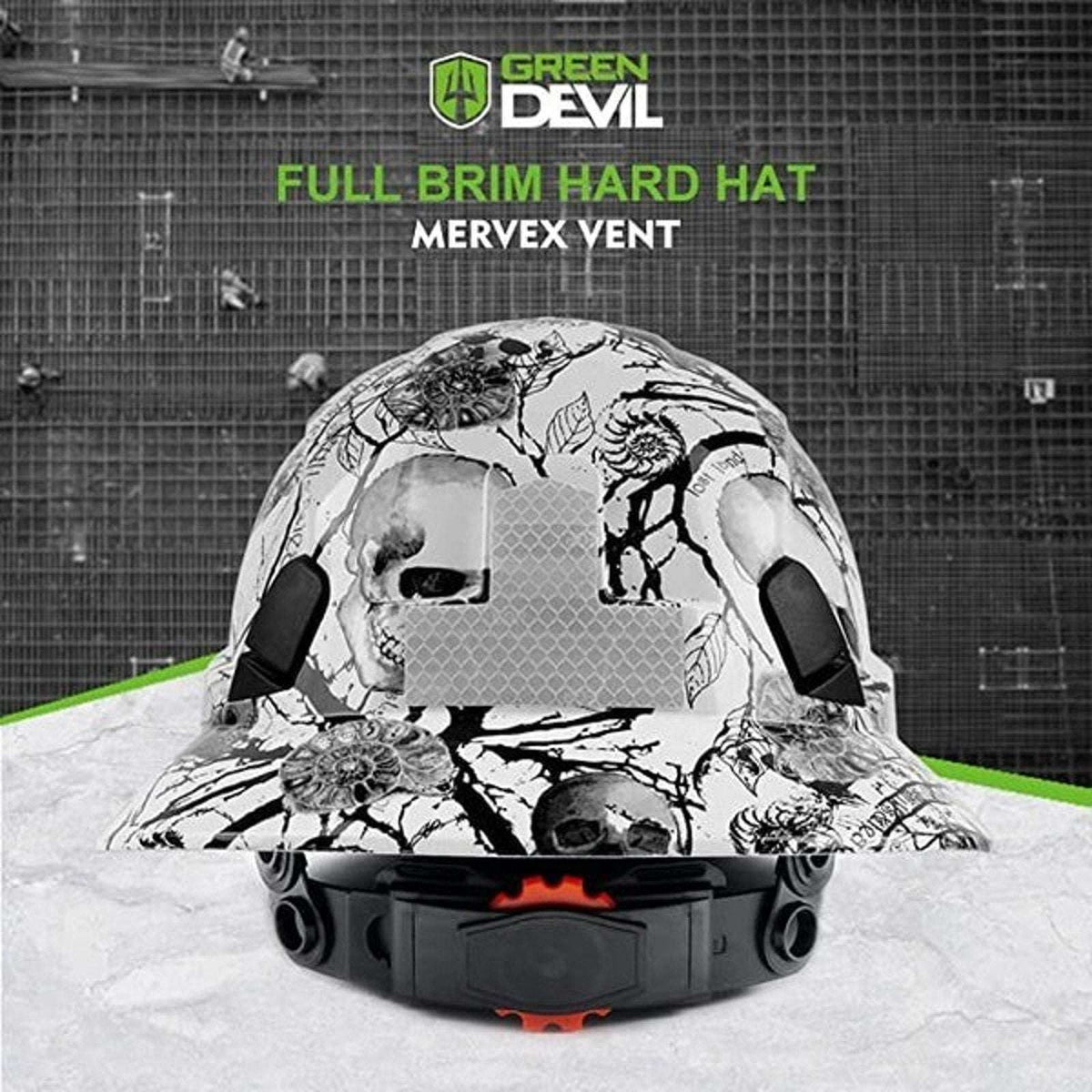 GREEN DEVIL Full Brim Hard Hat Vented Construction Safety Helmet OSHA Approved