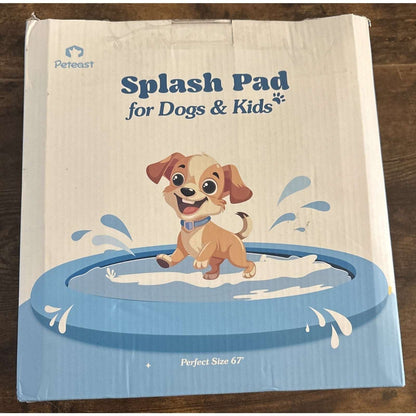 Wading Pool Summer Peteast 67" Dog/Kid Anti-Slip Splash Pad 0.58 mm Thickened