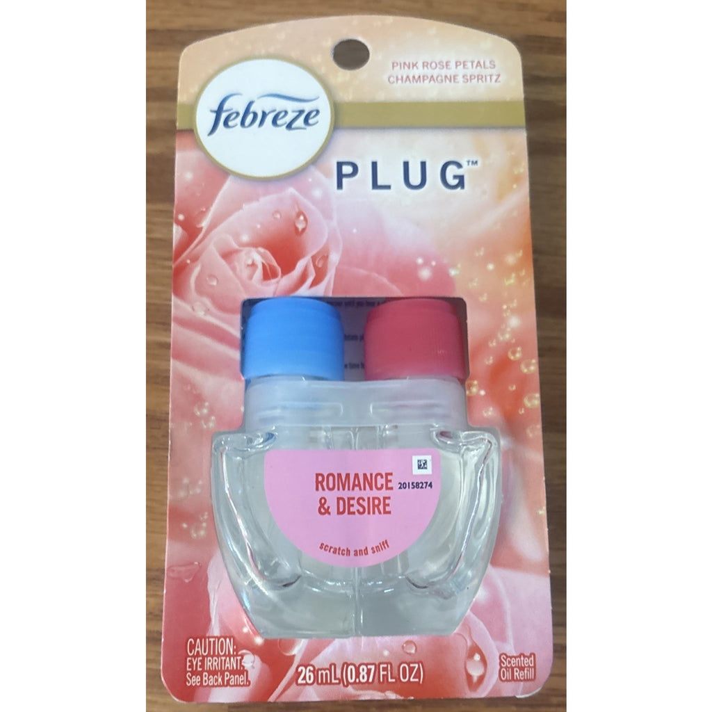 5x Febreze Plug Dual Refill Air Freshener ROMANCE & DESIRE Rose Petals Champagne
