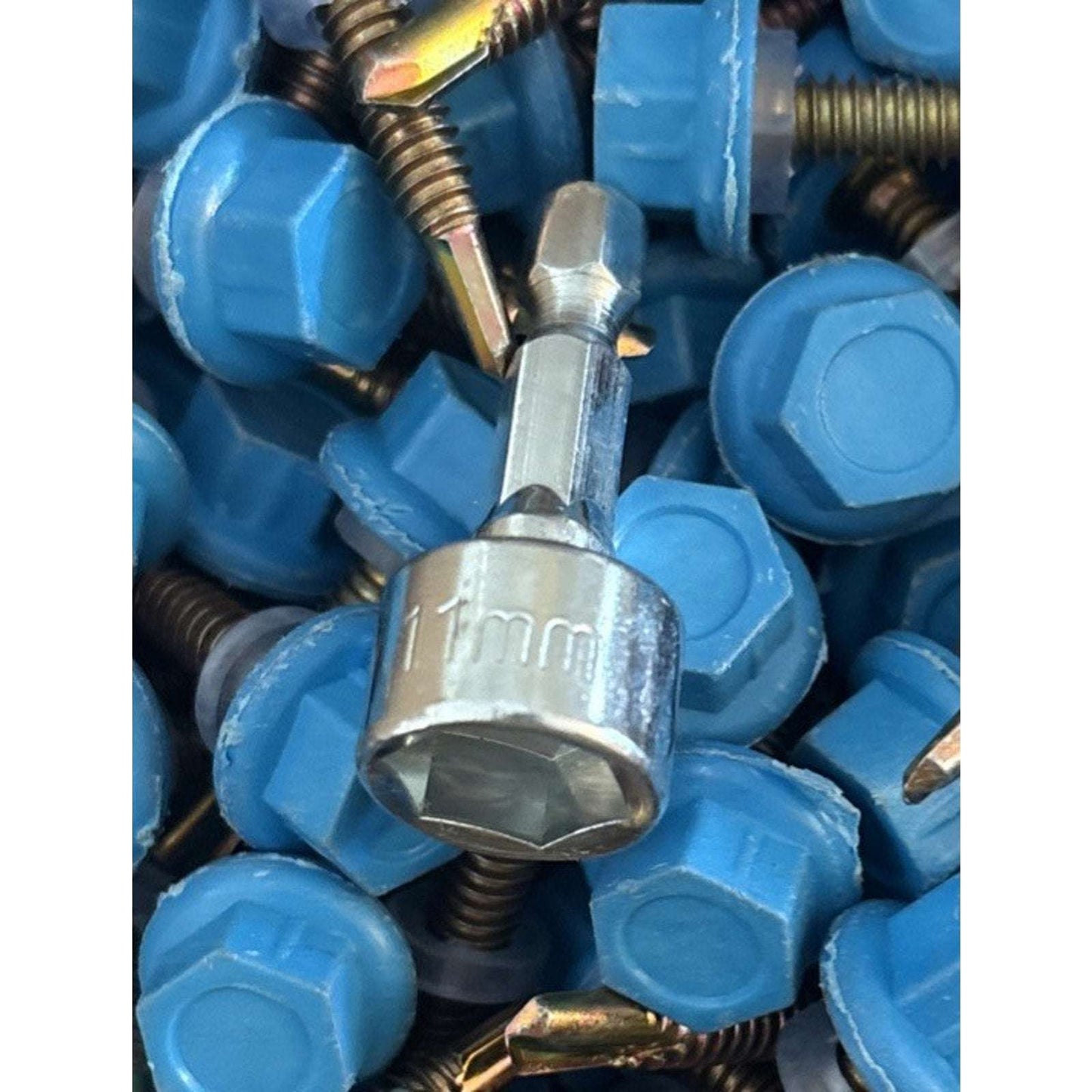 Self-Tapping Metal Roofing Screws #10 × 1 Inch, 300 PCS, Blue Painted Hex Head