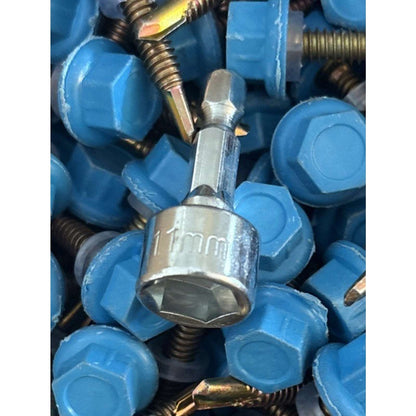 Self-Tapping Metal Roofing Screws #10 × 1 Inch, 300 PCS, Blue Painted Hex Head
