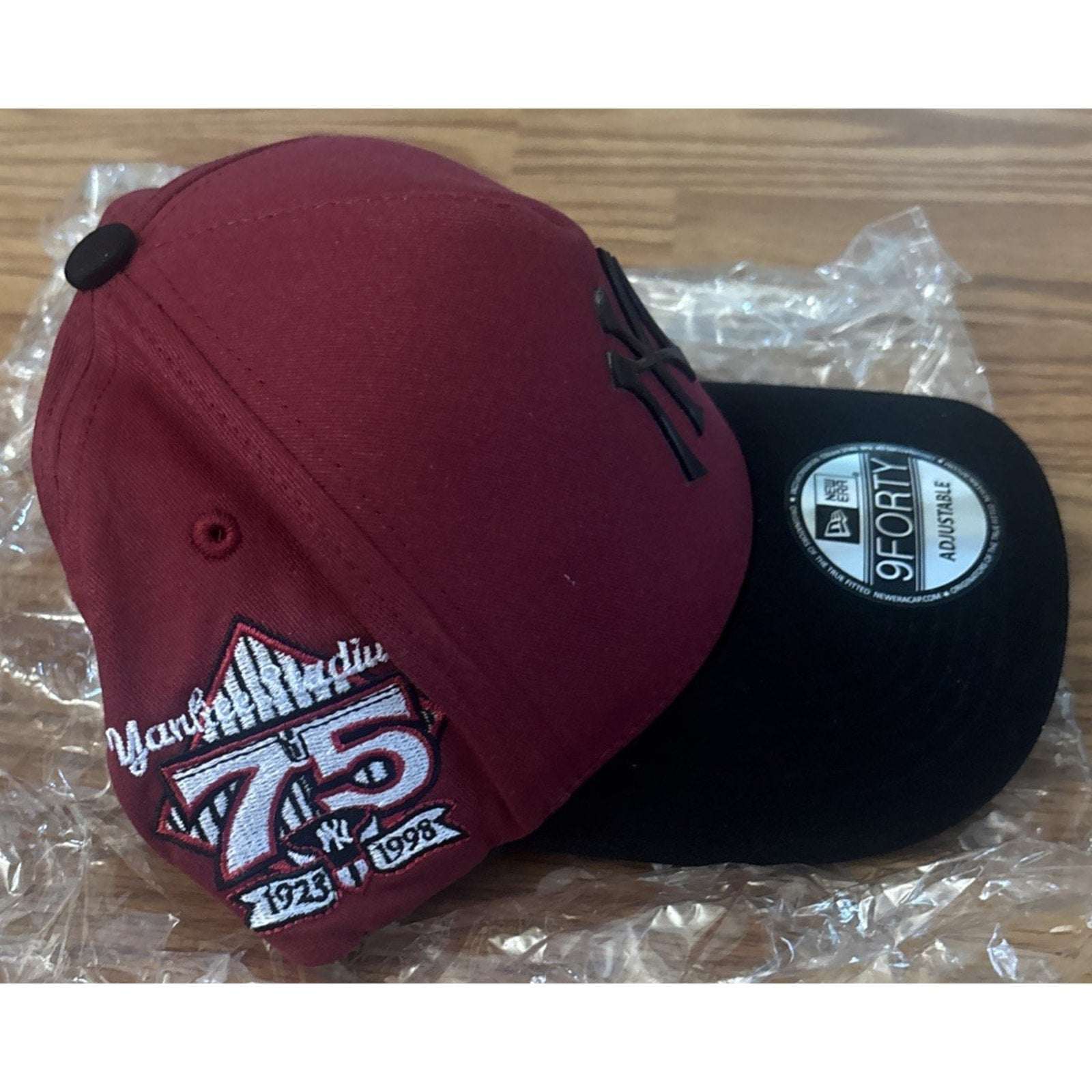 New Era 9FORTY New York Yankees 75th Anniv. A-Frame Snapback Hat Cap Red & Black