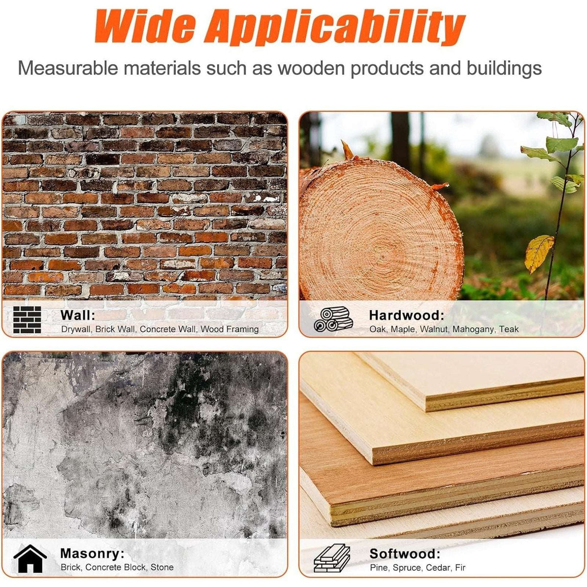 Pinless Wood Moisture Meter – Drywall, Mold & Lumber Moisture Detector with LCD