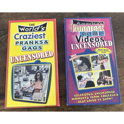 Uncensored VHS Americas Funniest Home Videos; World's Craziest Pranks Gags +