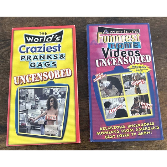 Uncensored VHS Americas Funniest Home Videos; World's Craziest Pranks Gags +