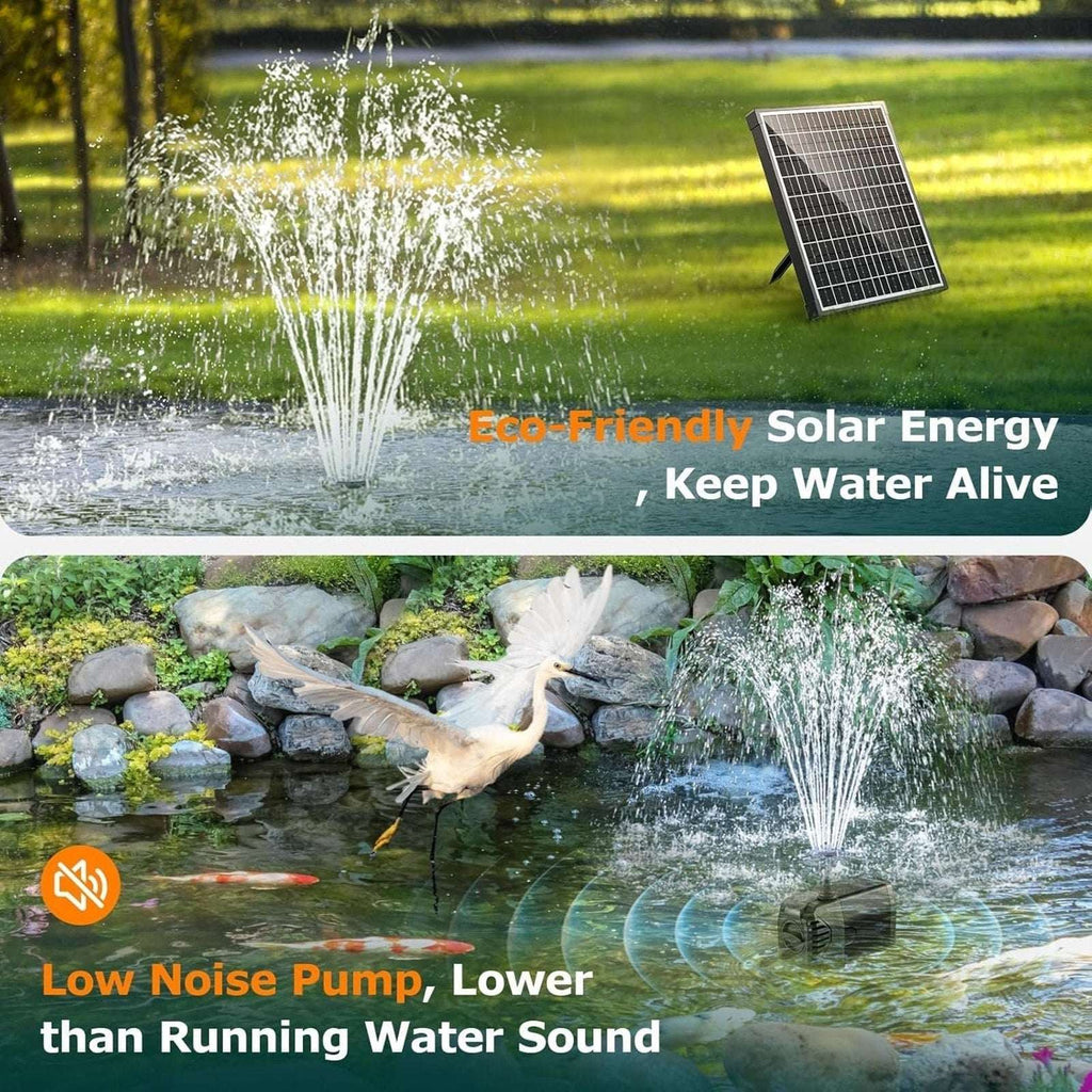 POPOSOAP 20W Solar Fountain Water Pump, 280GPH Submersible w/ Flow Control Valve