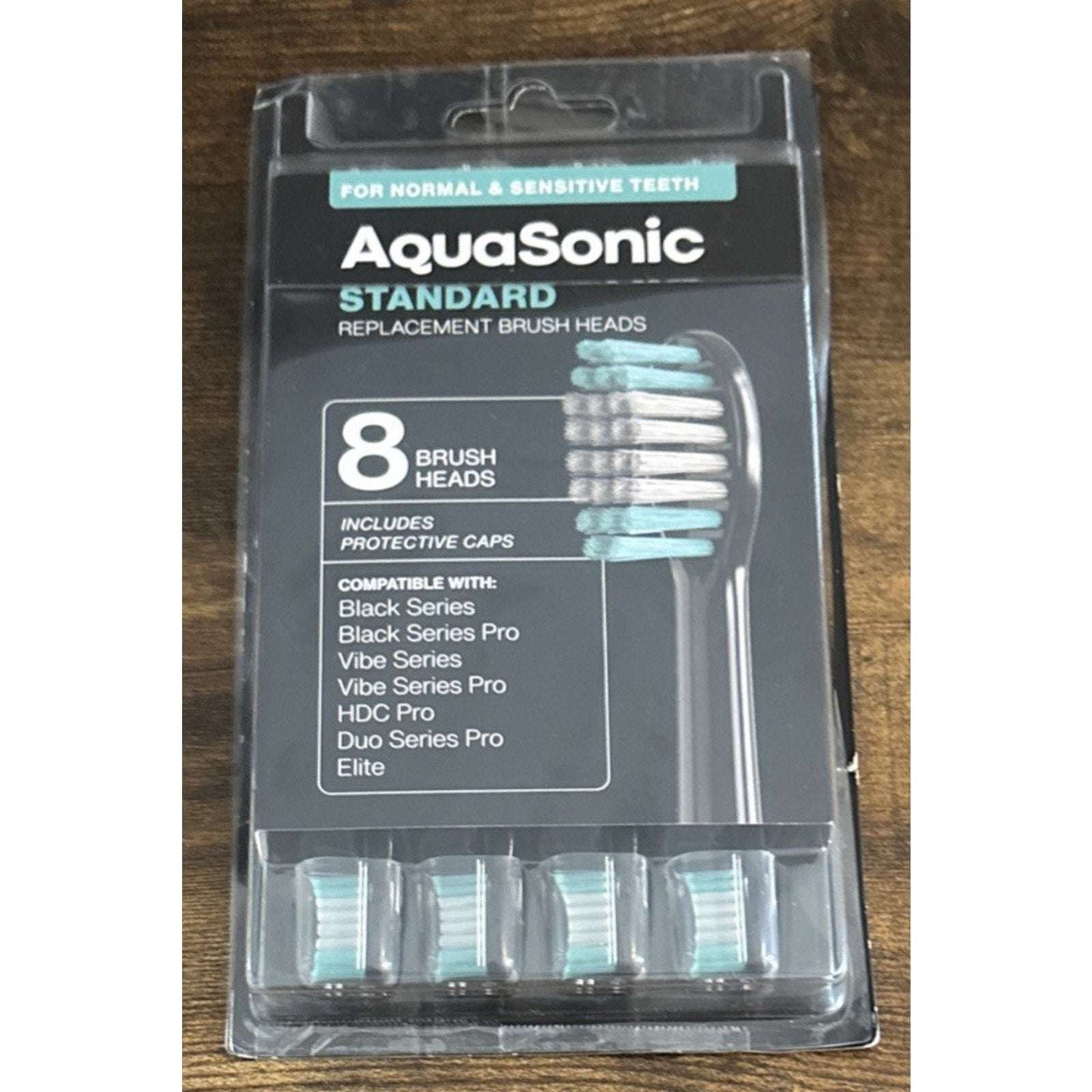 AquaSonic Replacement Brush Heads Normal & Sensitive Teeth 8 Pack Black Series+