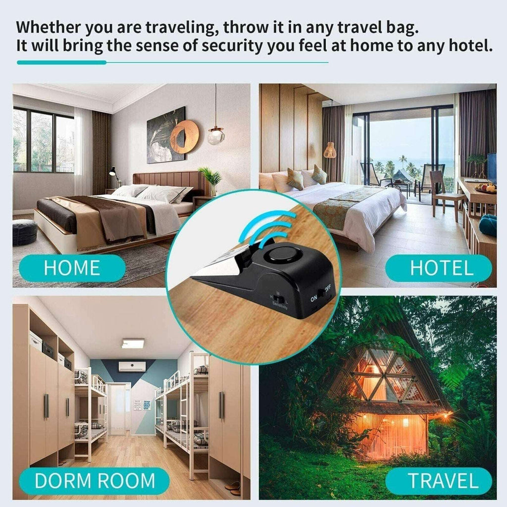 Wireless Travel Door Stop Alarm Portable Security Alert Wedge Stopper Hotel Safe