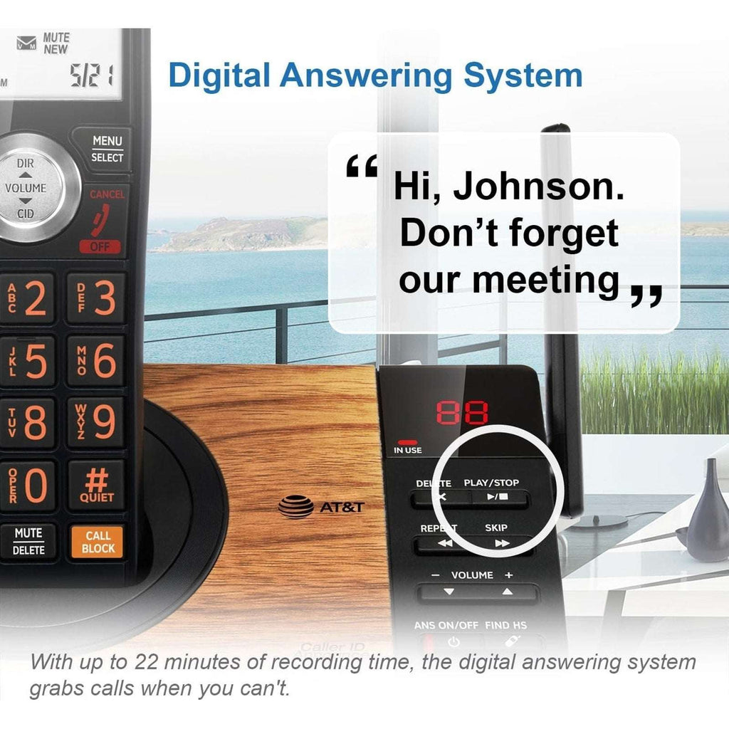 CL82167 DECT 6.0 Cordless Phone w/ Answering Machine, Call ID/Block Wood Grain