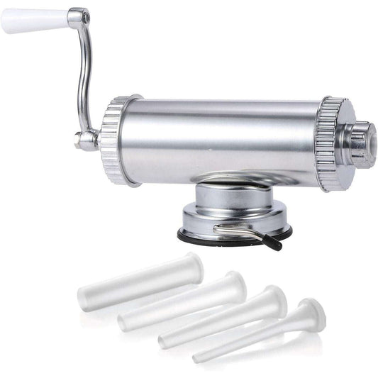 Master Feng Horizontal Sausage Maker w Suction Base 4 Filling Nozzles Stainless