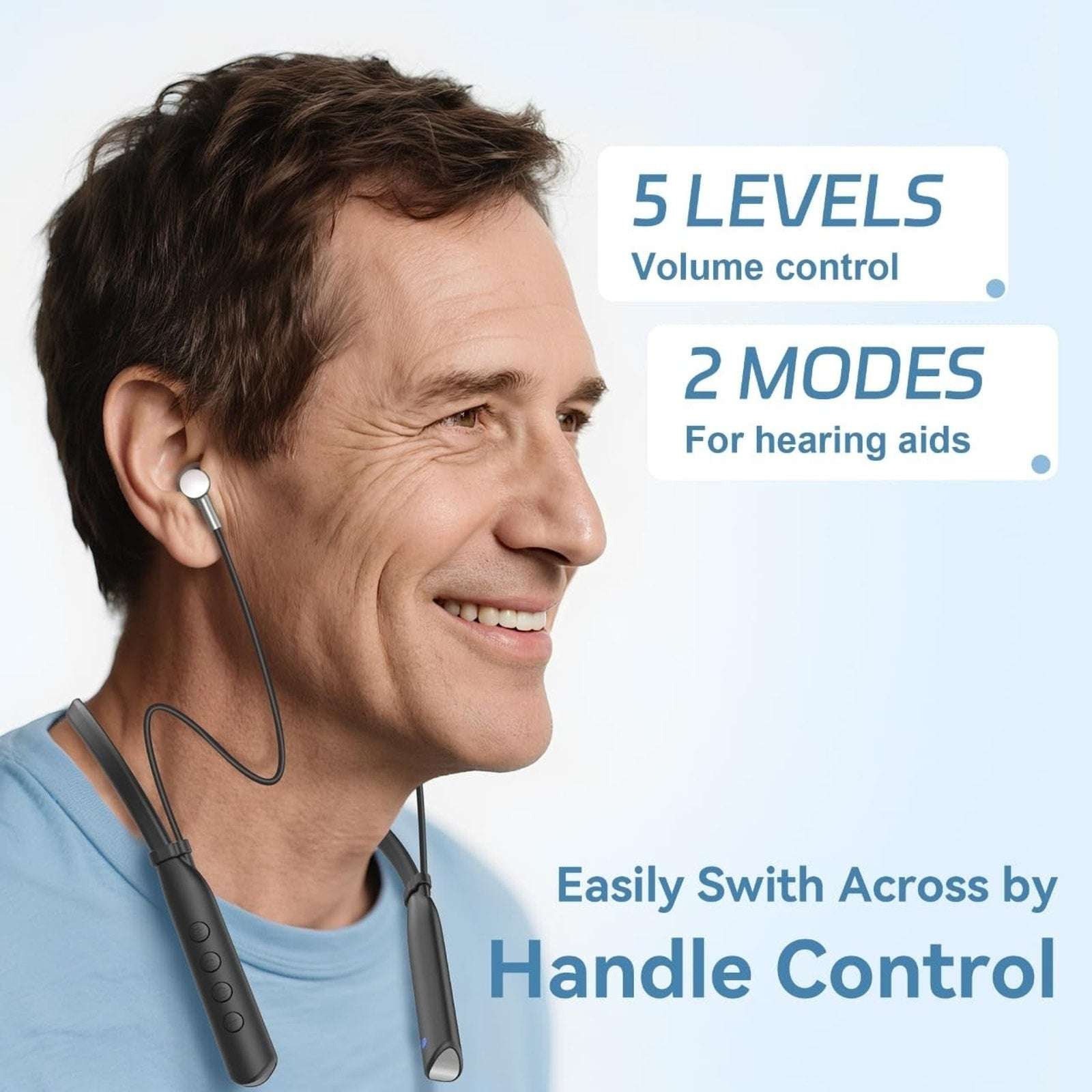 Bluetooth Hearing Aid for Seniors Neckband Hearing Amplifier Talk Calls & Music