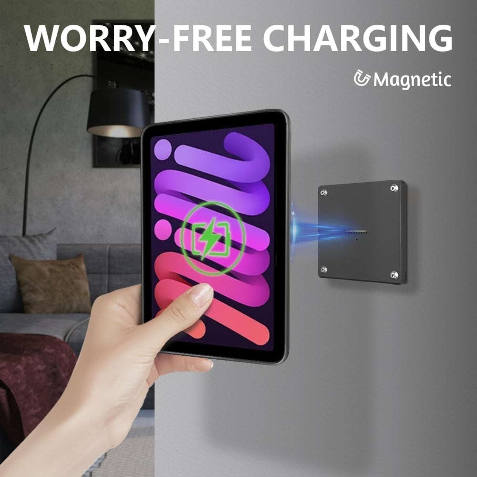 Smart Home Magnetic Wall Mount Charging Kit for Apple iPad mini 6 & A17 Pro 8.3"