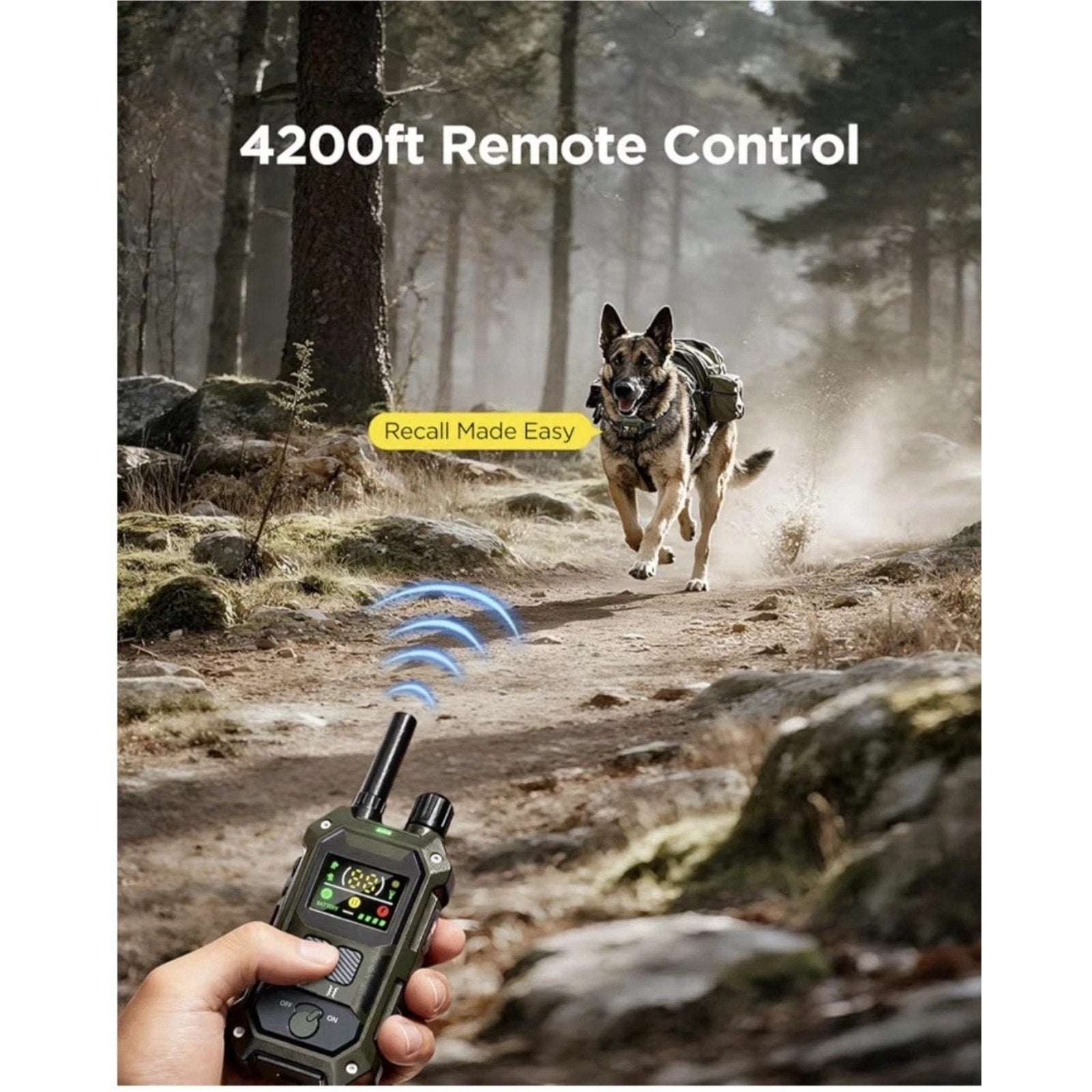 BLACKDOG Military Dog Shock Collar 4200ft Training Collar w/ Remote & LED Light