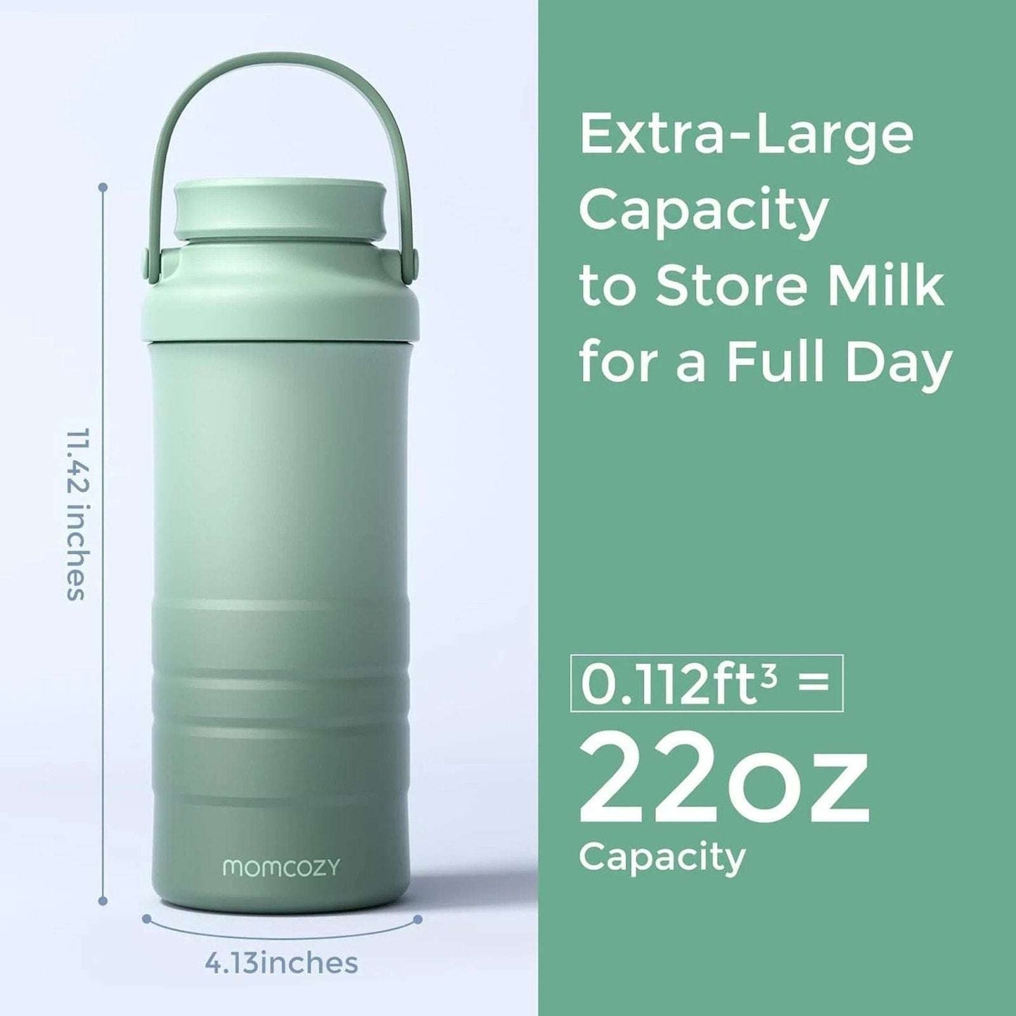 Momcozy 22oz Portable Breast Milk Cooler, 24H Travel Chiller with 2 Baby Bottles