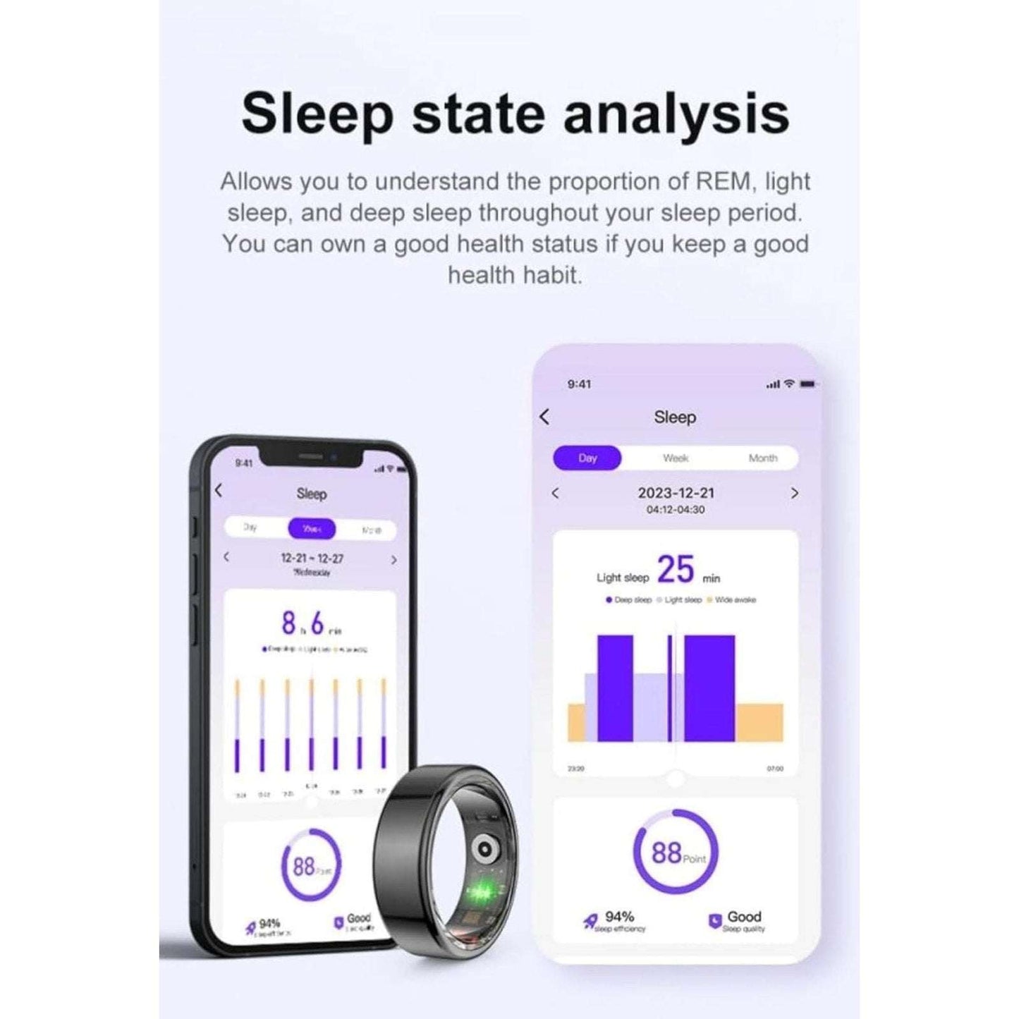 Smart Ring 3 w/ Charging Case Health Sleep Tracker w APP Waterproof Size 10 GOLD