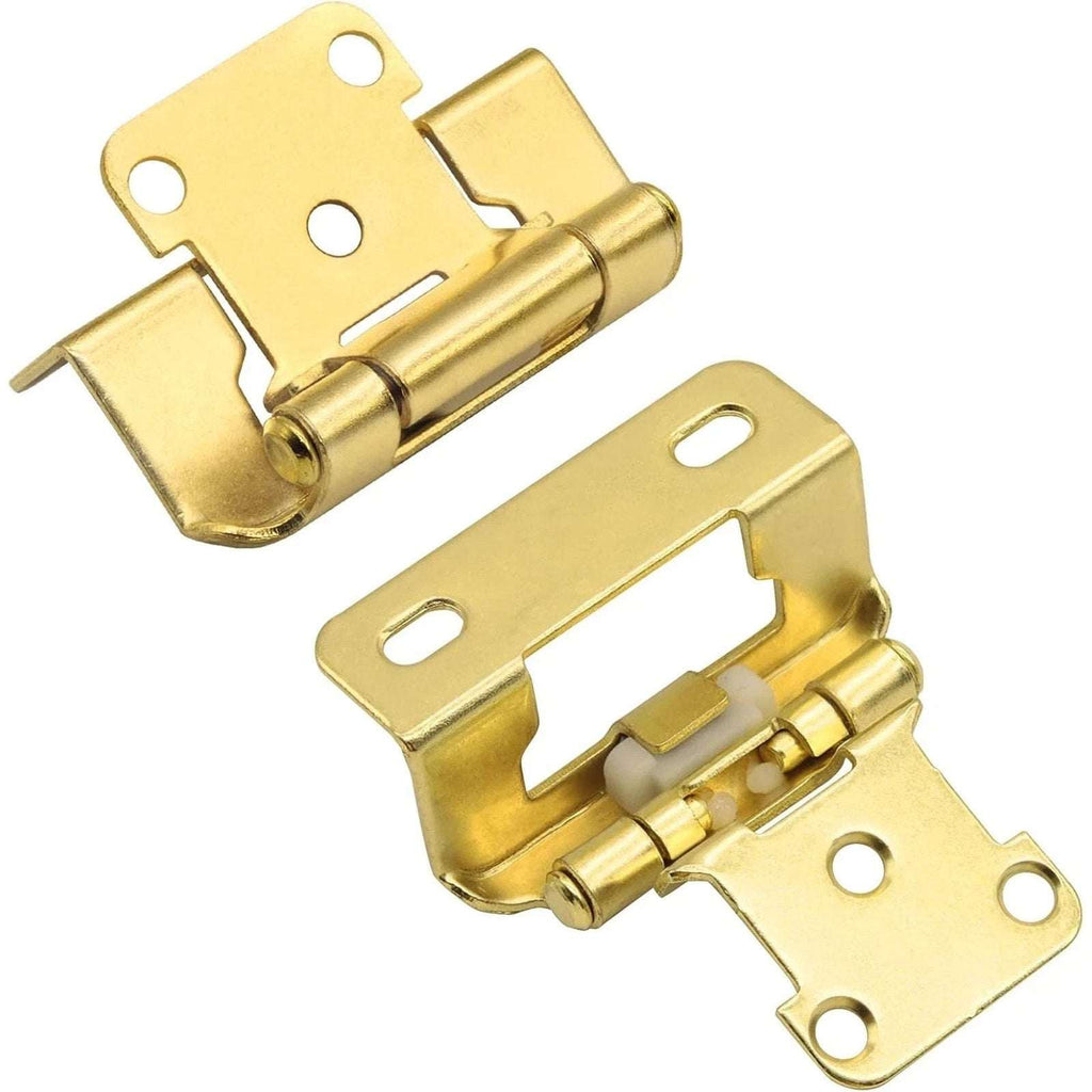Donanim 1/2 Overlay Semi Wrap Self Closing Cabinet Hinges Brass Gold 28 Pair/56
